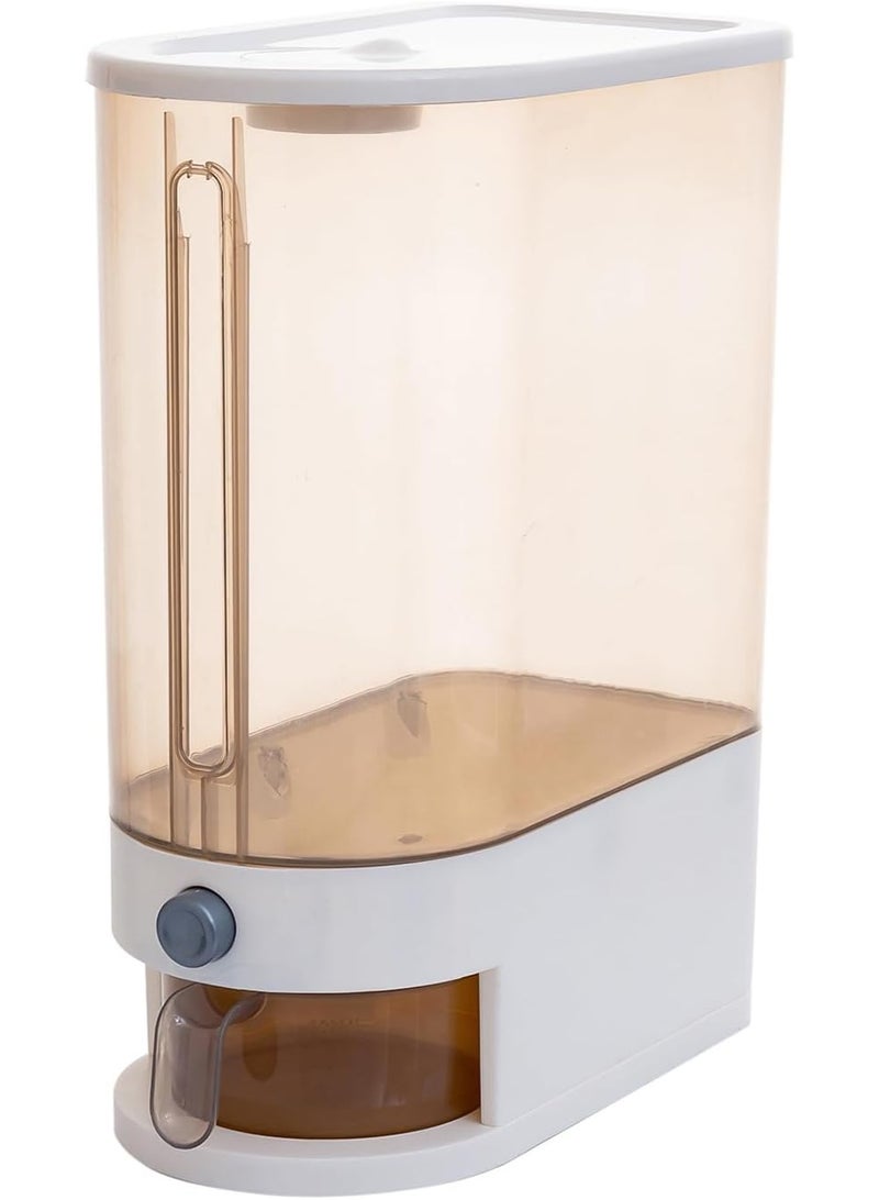 22 Lbs Rice Dispenser, Large Grain Container Storage with Lid Measuring Cylinder Moisture Proof Household Cereal Dispenser Bucket for Kitchen Soybean Corn,Clear - Image 1